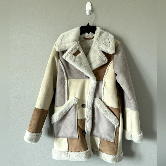Hollister Jackets & Blazers - Hollister Faux Fur Patchwork Coat XS
